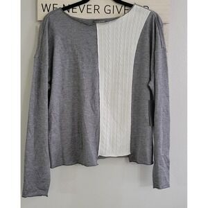 East of June long sleeve shirt art to wear Asymmetrical hem gray white Size L(2)